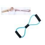 Elastique bleu de r�sistance avec poign�es sport fitness etirement extenseur