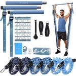 Elastiques de musculation barre de pilates avec 6 bandes de r�sistance elastique 180lbs ou 240lbs ancrage ...