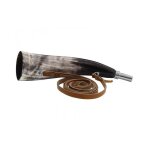 Elless 506. 27 corne d'appel ronde cintr�e 27 cm, corne de vache, 2 anneaux fixes avec sautoir cuir.