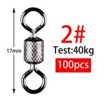 Emerillons de pche a roulement a billes, connecteur tansolid, perles en acier inoxydable, 1 - - 14 - ...