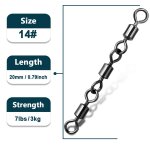 Emerillons roulants a trois joints, accessoires de pche, 15 a 60 pices, baril de pche, matriel de ...