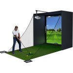 Enceinte de golf int�rieur pro anything sports avec ecran 4k et filets pare - balles - cabine de simulation ...