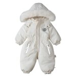 Enfant combinaison de ski unisexe une pice, bb combinaison de ski dextrieur chaude et epaisse a capuche ...