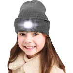 Enfants led casquette de bonnet eclaire, lampe frontale rechargeable par usb chapeaux de nuit en tricot ...