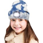Enfants led casquette de bonnet eclaire, lampe frontale rechargeable par usb chapeaux de nuit en tricot ...