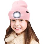 Enfants led casquette de bonnet eclaire, lampe frontale rechargeable par usb chapeaux de nuit en tricot ...