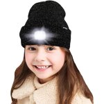 Enfants led casquette de bonnet eclaire, lampe frontale rechargeable par usb chapeaux de nuit en tricot ...