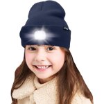 Enfants led casquette de bonnet eclaire, lampe frontale rechargeable par usb chapeaux de nuit en tricot ...