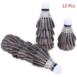 Ensemble de 12 boules de badminton noires durables, entraînement, plume d'oie Ensemble de 12 boules de badminton noires durables, entraînement, plume d'oie