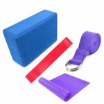 Ensemble de 4 briques de yoga, extension extensible en latex, boucle de rsistance, bande elastique en ...