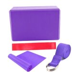 Ensemble de 4 briques de yoga, extension extensible en latex, boucle de rsistance, bande elastique en ...