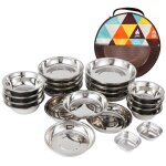Ensemble d'assiettes de service 22 pièces, vaisselle en acier inoxydable pour camping en plein air, visite ... Ensemble d'assiettes de service 22 pièces, vaisselle en acier inoxydable pour camping en plein air, visite ...