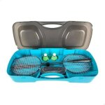 Ensemble de badminton portable aktive - 2 raquettes, 2 volants - pieds extensibles - mallette de transport ...