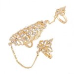 Ensembles de bagues vintage de danse indienne pour femmes, ensembles de fleurs en strass, rtro creux ...