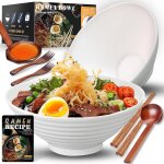 Ensemble de bols ramen en cramique 21000ml 34oz, vaisselle japonaise avec baguettes fourchette et ...