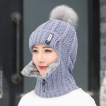 Ensembles de bonnets de ski coupe - vent pour femmes, optique de tricot extrieur, col echarpe siamoise, ...