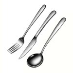 Ensemble de couverts de camping en acier inoxydable, 3 pices, cuillre fourchette coupe - fourchette ...