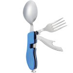 Ensemble de couverts de camping bran 4 en 1 en acier inoxydable : couteau, fourchette, cuill�re et d�capsuleur ...