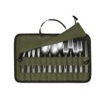 Ensemble de couverts de camping familial avec etui de transport  organiseur de vaisselle de pique - ...