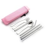 Ensemble de couverts de camping portables 7 pices ¿ ustensiles ecologiques en acier inoxydable pour ...