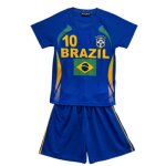 Ensemble foot enfant inspir� du br�sil maillot + short bleu