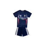 Ensemble foot enfant style italie maillot et short bleu marine