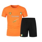 Ensemble foot homme inspir� c�te d'ivoire maillot orange et short noir (taille s, couleur orange)