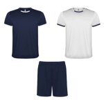 Ensemble de foot short + 2 tee shirt bleu marine et blanc homme (taille l, couleur bleu)