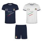 Ensemble foot short avec lot de 2 tee shirt foot italie bleu et blanc homme (taille xl, couleur bleu) ...