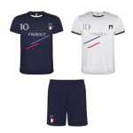 Ensemble football homme short bleu marine et lot de 2 tee - shirts france (taille m, couleur bleu)