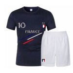 Ensemble football homme - tee - shirt et short style france (taille m, couleur bleu)