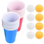 Ensemble de gobelets en plastique jetables 32 pi�ces, 1 lot de gobelets a bi�re pong, kit de jeu, balles ...