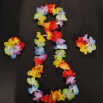 Ensemble de guirlandes de fleurs pour hommes, 4 pices, collier, bandeau, bracelet, hula party, robe ...