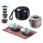 Ensemble de mini thire en cramique de voyage, thire kung fu chinois, 1 pot, 2 tasses a th en porcelaine ...