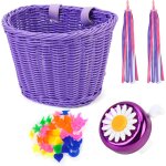 Ensemble de panier de vlo pour enfants, cloche et banderoles de vlo pour enfants, accessoires de dcoration ...