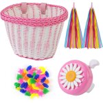Ensemble de panier de v�lo pour enfants, cloche et banderoles de v�lo pour enfants, accessoires de d�coration ...