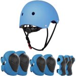 Ensemble de protections de skateboard pour enfants, 7 pi�ces, r�glables, casque, genouill�res, coudi�res, ...
