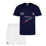 Ensemble short et maillot de foot france 2 etoiles enfant bleu marine blanc