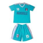 Ensemble short et maillot de foot marseille enfant bleu turquoise taille 2 ans Ensemble short et maillot de foot marseille enfant bleu turquoise taille 2 ans