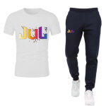 Ensemble sport homme style jul - maillot logo multicolore & jogging l�ger (taille xl, couleur blanc)