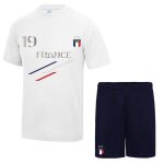 Ensemble de sport short et maillot france homme blanc bleu marine n 19 (taille xl, couleur bleu)