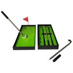 Ensemble de stylos de golf portables, mini stylos de plage verts durables, avec 3 putters et 1 drapeau, ...