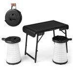 Ensemble de table et 2 tabourets pliants extérieur tabouret led rétractables avec 3 effets de lumière ... Ensemble de table et 2 tabourets pliants extérieur tabouret led rétractables avec 3 effets de lumière ...