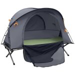 Ensemble tente de camping 3 en 1 avec lit de camp, tente, matelas gonflable gris