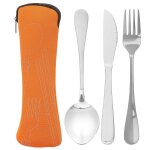 Ensemble de vaisselle de camping haut de gamme : fourchette et cuillre en aluminium durables pour les ...