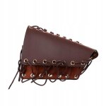 Epaulires de tir a l'arc en cuir de vachette laces a la main pour arc traditionnel marron