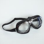 Lunette aviateur chrom� et noir look r�tro vintage pour casque bol jet moto ou voiture verre transparent ...