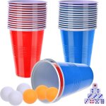 Ershi - faburo lot de 46 gobelets de fte rouges - 480 ml - avec balle de ping - pong - pour fte d'anniversai ...