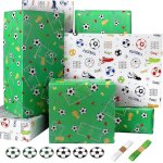 Ershi - papier cadeau football papier cadeaux garon fille homme papier cadeau anniversaire mlang sport ...