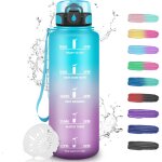 Eryi - bouteille d'eau 1, 5l, gourde sport avec filtre, gourde motivation avec marqueur de temps, gourde ...